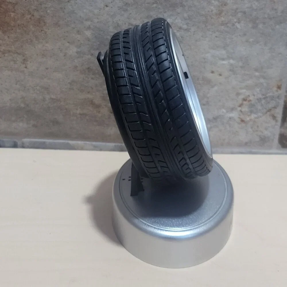 Tire Shaped Desk Alarm Clock Missing Bottom Battery Cover